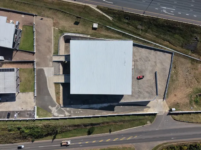 Engen Centre development from above, office block in front