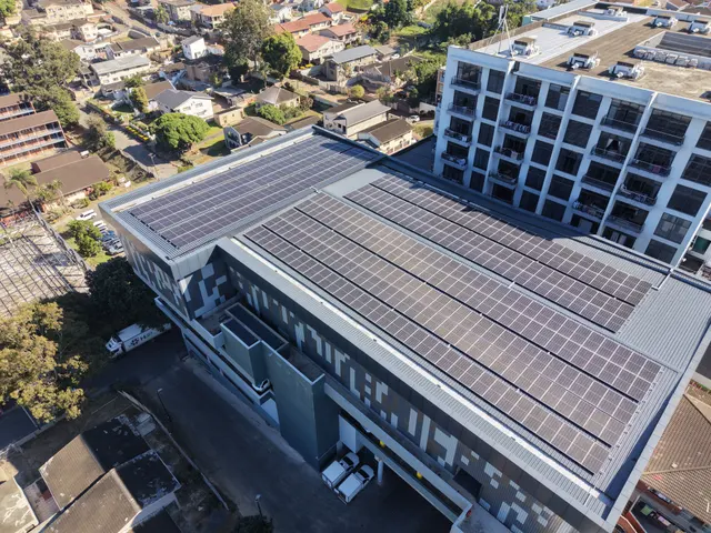 Sparks Mall in its urban Durban block, from above