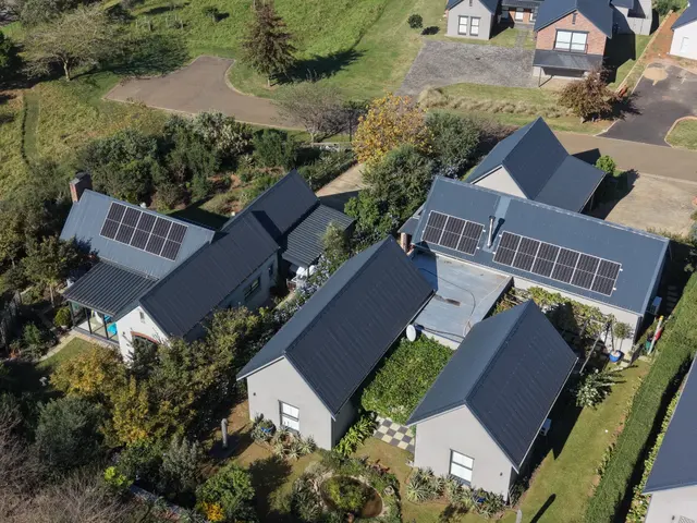 St Johns estate from above, roofs stepping down the hillside